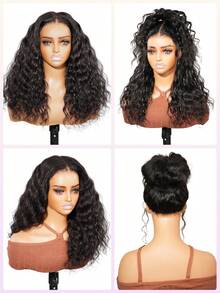 MEGALOOK All In 1 3D Lace Half Wig Bohemian Curly Wig With Drawstring 100% Human Hair Glueless Wigs Invisible Hairline Human Hair Wigs Natural Color For Beginners Vacation Hair - SNatural - View 6