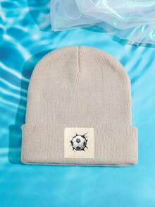 1pc Outdoor Casual Warm & Soft Stretchy Football Pattern Knit Beanie Hat, Suitable For Daily Wear, Great Gift Fall - A - View 22