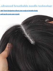 22 英寸合成假发中分刘海顶饰女士隐形无缝头发波浪长卷发八字刘海头顶自然隐形替换遮盖白发 360° 遮盖顶饰 - 彩色 - 查看 8