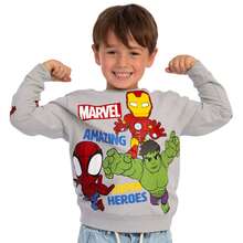 漫威蜘蛛人和他的神奇朋友男孩運動衫、超級英雄男孩服裝、蜘蛛人兒童套頭衫 - 灰色 - 查看 4