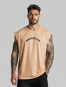 Streetwear T-Shirt Brooklyn Good Vibe Vacation Tank Top Oversized Surf Shirt Men's Summer Style Beach Summer Cropped Top Unisex Wide Cotton Gym - Màu Khaki - Xem 2