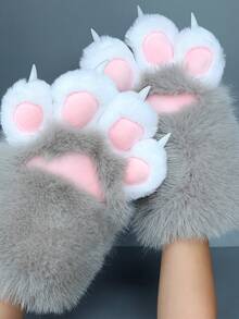 Furry Paw Gloves - Halloween Cosplay Cat Claw Design With Soft Fur, Perfect For Fursuit Paws And Head Accessories - Nhiều màu - Xem 10