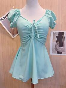 Women's Cute, Light, Elegant Style Blouse - 薄荷綠 - 查看 3