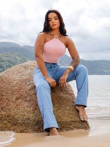 Calça Jeans Wide leg Clara Pantalona Confortável 100% Caimento Perfeito Casual