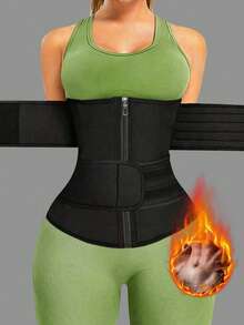 1 件女士运动腰部训练器、束腰带、桑拿汗蒸腰带、运动健身腰部修剪器、腰部塑形器、腰部瘦身带、腹部训练器 - 黑色 - 查看 1