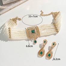 Herseygold 1 Set Of Faux Pearl Necklace And Earrings Set, Moroccan Gold-Plated Bride Jewelry Set - Gold - View 7