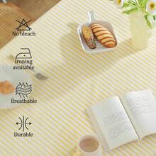 Striped Tablecloth Rectangle Tablecloths Cotton Blend Table Cloth Washable Tabletop Decorative Fabric Table Cover For Kitchen Dinning (Yellow, 55 X 102 Inch) - Yellow102x55Rectangular - View 7