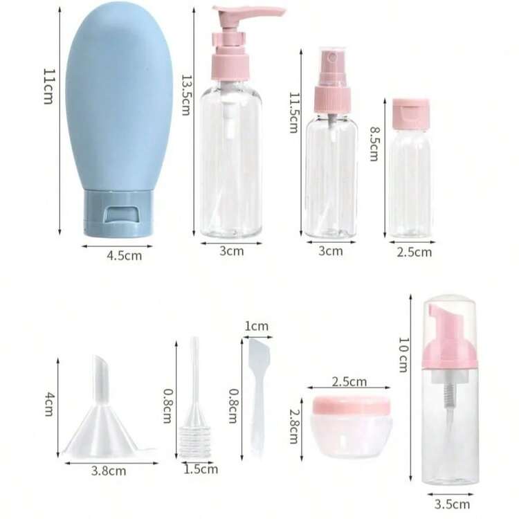 12kit de viaje atomizador botella de plastico para cosmético - Rosa - Añade 11