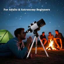 TAIMASI 150X High Light Monocular Astronomy Telescope, 70mm Aperture 300mm Refractor Telescope Portable, 3 Eyepiece & 3X Barlow Lens, For Star Nebular Viewing, Camping Nature Viewing, Education & Exploration | Multi-Coating, Wireless Remote, AZ Mount, Phone Adapter | Ideal Gift For Family, Friends, Adults, Astronomy Beginners, Christmas, Birthday Party - 白色 - 查看 3