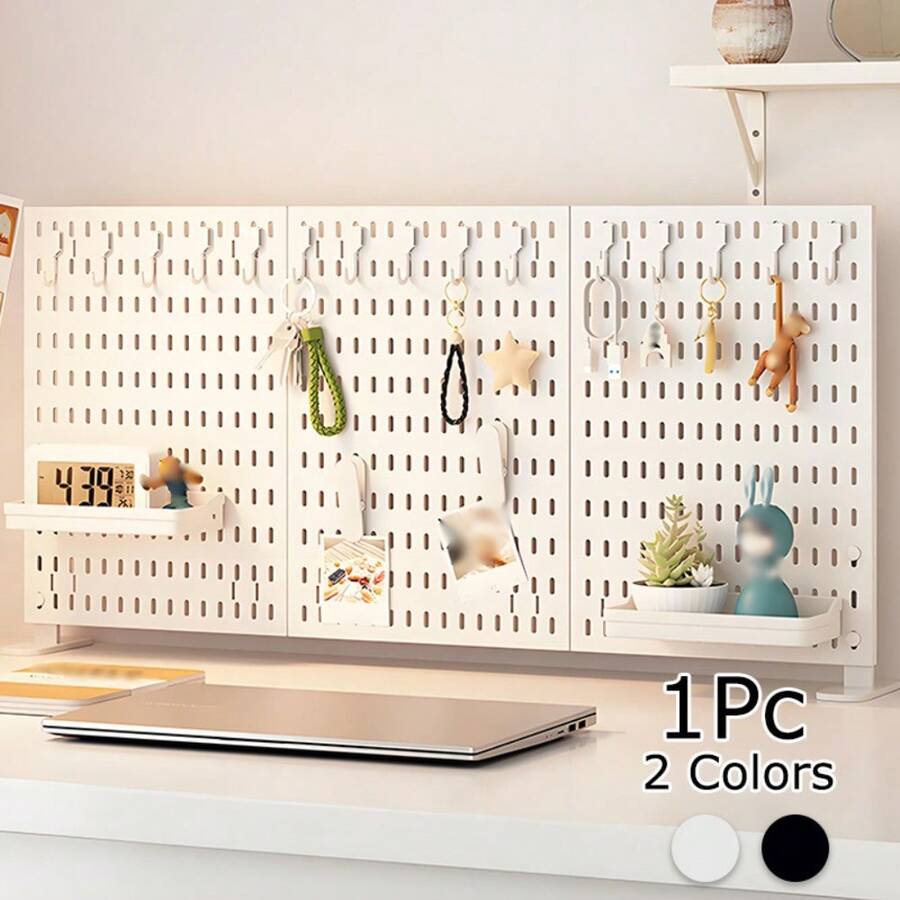 1pc Black Pegboard Wall Organizer, Multifunctional Wall Storage Rack, Suitable For Craft Room, Bathroom, Pantry, Office And Game Set, Wall Hanging Solution For Headphones, Keyboards, And Game Consoles, Utility Racks