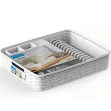 Estante para platos,estante para platos es un accesorio esencial en la cocina,Cuenta con compartimentos para platos, tazas, cubiertos y otros utensilios, permitiendo una mejor circulación del aire para un secado rápido e higiénico.