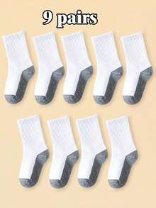 30/20/9/4 双装经典运动风学生袜，适合 1-16 岁男孩女孩，四季皆宜，圆领设计，易洗 - 彩色 - 查看 36