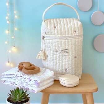 1 pieza Bolsa cambiadora multifuncional, bolsa organizadora impermeable para pañales, bolsa portátil para cochecito con compartimentos para biberones, pañales y artículos esenciales para bebé