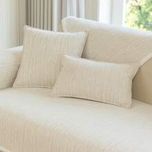 1pc Chenille Sofa Cover, Machine Washable Anti-Scratch Home Protector, Pet Friendly & Easy Care, Fits 1/2/3/4 Seater Sofa, All Season - Beige - View 10