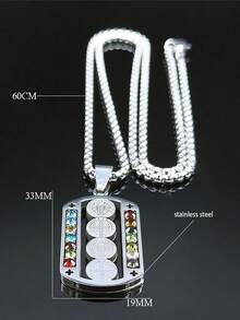 1 pieza Collar de acero inoxidable con cruz católica clásica de Jesús, colgante de cristal de San Benito y Virgen María, crucifijo, joyería para hombre, Cruz - collar de acero inoxidable - Ver 3