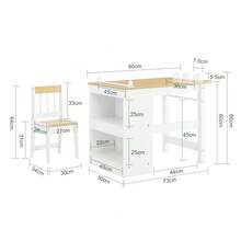 SoBuy KMB60 Children's Table With 1 Chair Children's Seating Group Inside Children's Table Chair Set Painting Table For Children - White+Khaki - View 4