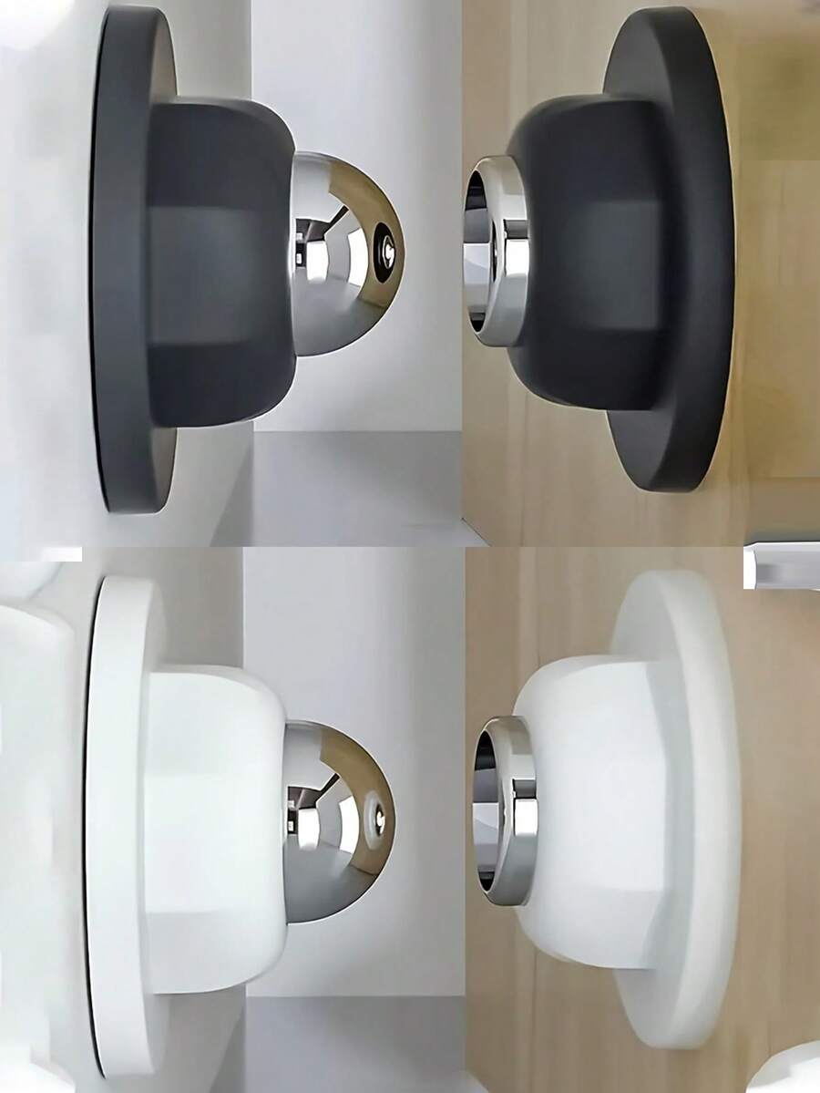 1/2Pcs Strong Magnetic Door Stopper, Magnetic Door Stoppers For Bottom Of Door Magnetic Door Stop, Double-Sided Adhesive Tape,Decorative Matte Black Door Stopper, Noise Reduction Silicone Made, Easy Install No Drilling For Hotels & Homes, Anti-Collision, 3 Options Available - Multicolor - View 1