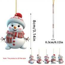 10pcs Holiday Snowman Acrylic Decorations - 2D Flat Style, Red & White Plaid Scarf, Hat And Gloves, Hanging Ornaments, Suitable For Christmas Tree, Ideal Holiday Gift, Christmas Tree Decorations | Holiday Decor Design | Flat Style Decor, Christmas Decorations Home Decor Room Decor