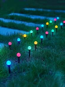 20pcs Solar Powered Pathway Lights - Multicolor Solar LED Bubble Lights, 8 Lighting Modes, Auto On/Off, IPX4 Waterproof, Space Theme, Outdoor Lawn Garden Lights, Button Controlled Solar Landscape Lighting, IPX4 Outdoor Illumination, 8 Bright Lighting Modes, Suitable For Yard, Lawn, Summer, Camping, Party, Wedding, Trail, Backyard And Lawn, Independence Day, Birthday, Christmas Lawn Decor Path Lights!