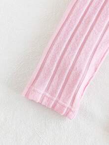2pcs Baby Girls Casual Pink Furry Jacket And Ribbed Camisole Jumpsuit, Elegant And Fashionable - Pink - View 8