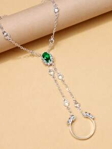 1 buc. Brățară de lux la modă cu cristal verde pentru femei, accesoriu de bijuterii, potrivită pentru ținute de petrecere de sărbători