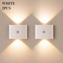 LED Bewegungsmelder Nachtlicht, Induktionslampe, LED Wandleuchte, USB aufladbar und mit 1200mAh Batterie betrieben, Büro Innenbeleuchtung, einfache Installation für Zuhause Dekoration (Schlafzimmer/Badezimmer/Küche/Flur) Stimmungslicht