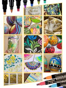 Double Headed Metal Marker Pen, 12 Colors, 24 Colors, 36 Colors Set, Greeting Card Holder, DIY Graffiti Painting Calligraphy Pen