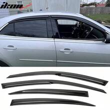 4PC Set Window Visors For 2013-2015 Chevrolet Malibu & 2016 Malibu Limited Window Rain Guards Smoked Aero JDM Wind Deflectors Stick On By 4PCS, 2014 - Smoke/Tinted - View 1