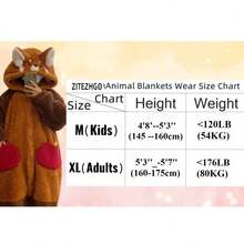 女士冬季连帽毯 - 加厚毛绒动物图案长毯，超柔软保暖毯，卡通风格不透明成人毯，舒适休闲，可爱设计，加厚毛绒保暖，居家保暖毯 - 彩色 - 查看 10