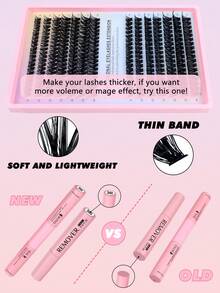 ICHICKISS 1330/266 假睫毛套装，DIY 假睫毛嫁接套装，60D+80D 卷度，8-16mm 混合长度，包含胶水、镊子和刷子，0.07mm 蓬松可重复使用的单根假睫毛，超薄隐形睫毛梗，适合派对、送礼、婚礼和节日等场合。