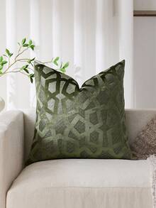 1 件橄榄绿几何图案枕套（无枕芯），现代时尚提花天鹅绒面料，方形 3D 图案装饰靠垫套，适用于沙发、床、卧室、节日、派对装饰、房间装饰、秋冬装饰、礼物、装饰性抱枕套，四季皆宜 - 橄欖綠 - 查看 10