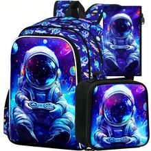 3PCS Backpack For Boys, 16-Inch Preschool Bags, Cool Elementary Kindergarten Backpacks Student Backpacks Essential For Back-To-School Season- Astronaut