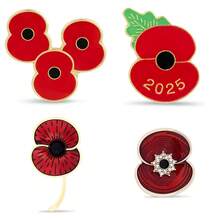 Lest We Forget 2025 Poppy Lapel Pin Brooch UK Remembrace Day Badge Jewelry Costume Accessories Bag Charms Office Accessories
