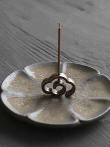 1pc Cloud - Shaped Incense Holder - Retro Copper Incense Stick Burner For Aromatherapy & Home Decor - Gold - View 8