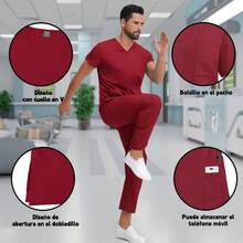 Men Scrub Sets - Burgundy - View 5