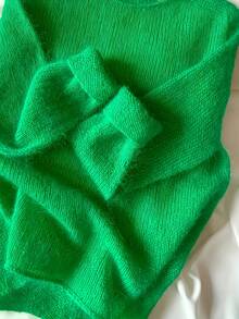 Plus Size Women's Solid Color Round Neck Long Sleeve Casual Loose Sweater, Super Soft & Comfortable Mohair, Suitable For Summer, Spring, Valentine's Day, Elegant Dress - Green - View 2