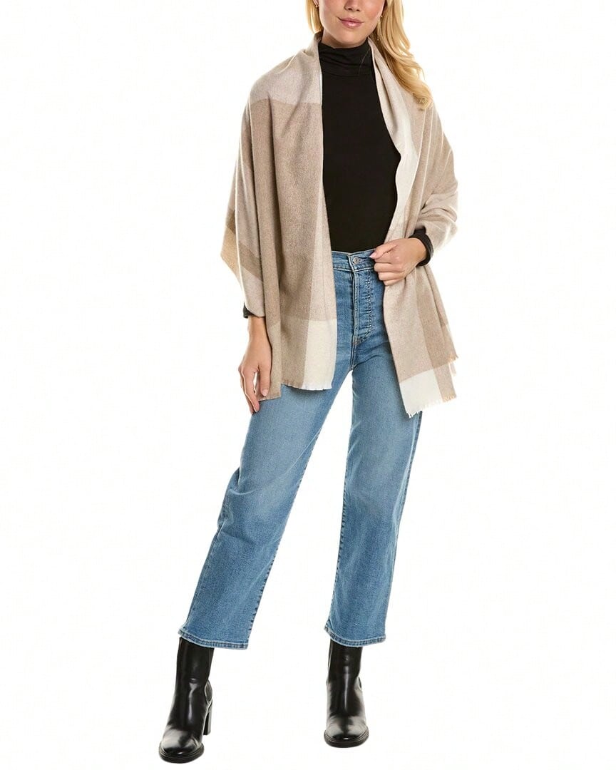 Bruno Magli Colorblocked Cashmere Wrap - màu nâu - Xem 1