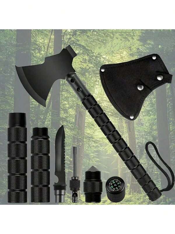 Set di asce da sopravvivenza multifunzionali - Ascia da campeggio e mannaia - Ascia pieghevole multiuso con martello, per fuoristrada, avventure all'aria aperta e intrusioni di emergenza, set multiuso.
