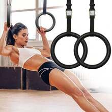 Gymnastic  Rings With Straps Gym Fitness Strength Training Pull Up 400KG - Black - View 8