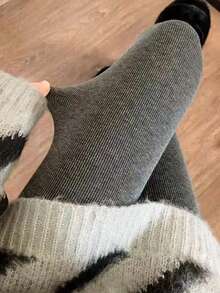 1pc Vertical Striped Tights, Women's Thick High Waist Warm Tights For Autumn/Winter, Cozy