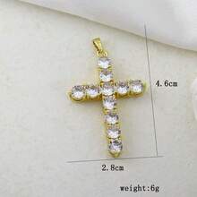1pc 18K Gold Plated Copper Fashionable Minimalist Vintage Cross Pendant, DIY For Bracelet, Necklace, Earring, Keychain, Versatile Handmade Accessory - Multicolor - View 31