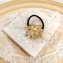 1pc Gold Metal Geo Decor Hair Tie Funny & Dark Style Women's Luxury Style Ponytail Holder Metal Hair Cuff Modern Ponytail Cover, Hair Accessories - Cloud Metal Hairband - View 7