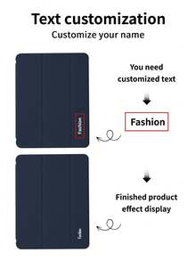 Etui na tablet z możliwością personalizacji tekstu, granatowe, jednolite, kompatybilne z iPadami Mini4/Mini5/Mini6/Mini7, iPadem A16 2025, Air 11 13 M2 M3 Pro 11 13 M4 2024, Air 4 5 10.10.9, Pro 11 9.10.8.7.10.2.4.5.6. Model A8, możliwość personalizacji tekstu, potrójnie składana podstawka, wbudowane miejsce na ołówek, miękkie krawędzie, pełne pokrycie, proste, klasyczne etui z miękkiej skorupy TPU na tablet iPad z klapką. Uwaga: ostateczny styl czcionki zależy od rzeczywistego wyglądu i mogą występować niewielkie różnice w kolorach.