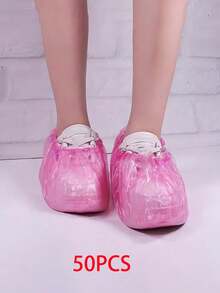 100 قطعة من أغطية الأحذية البلاستيكية القابلة للتخلص منها، أغطية أحذية قابلة للتخلص منها مضادة للانزلاق، أغطية أحذية مقاومة للماء، أغطية أحذية مقاومة للطين، أغطية حماية للأحذية الداخلية والسجاد، مناسبة للاستخدام الداخلي والمكاتب والأيام الممطرة، وكذلك للمدارس والمكاتب والمنازل والسفر.