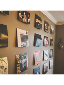 1 件简约黑胶唱片架专辑壁挂式展示架唱片播放器支架储物架唱片架唱片框壁架 - 彩色 - 查看 4