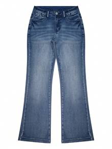 Women Vintage Elegant Streetwear Low Waist Black Flared Jeans Y2K Sexy Stretch Light Blue Flared Pants Vacation Casual Flared Trousers,2026 Summer - Medium Wash - View 8