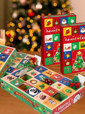 5 paquetes de 24 cajas de calendario de adviento de papel decorativo para Navidad, cajas duraderas para envolver dulces, bocadillos, regalos de Navidad, cajas de cuenta regresiva de Navidad perforadas con el dedo para decoración de fiestas de Navidad, interior y exterior, suministros de manualidades