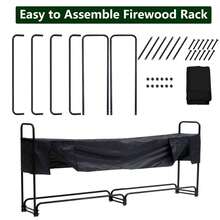 Leñero para exterior de 2,5 m con tapa, 1/2 cuerda de leña, resistente y funda impermeable para chimenea y patio. Leñero de 254 x 120 x 35 cm para exterior e interior. - 8,5 pies - Ver 8