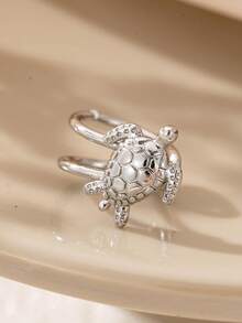 1 Stück minimalistische Meeresschildkröten Dekor Clip-On Kupfer Ohrringe, geeignet für Frauen zum Tragen im Sommer, im Alltag, auf Partys