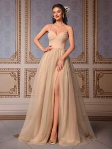 Đầm dạ hội không tay cạp cao ôm dáng VIPGIRL - Màu Khaki - Xem 6